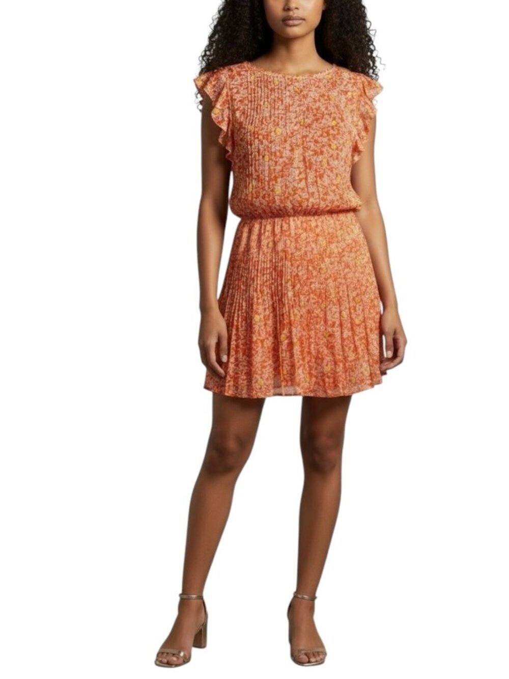 Poupette St Barth Mariene Mini Dress Large Handmade Pink Coral Ruffle Smocked